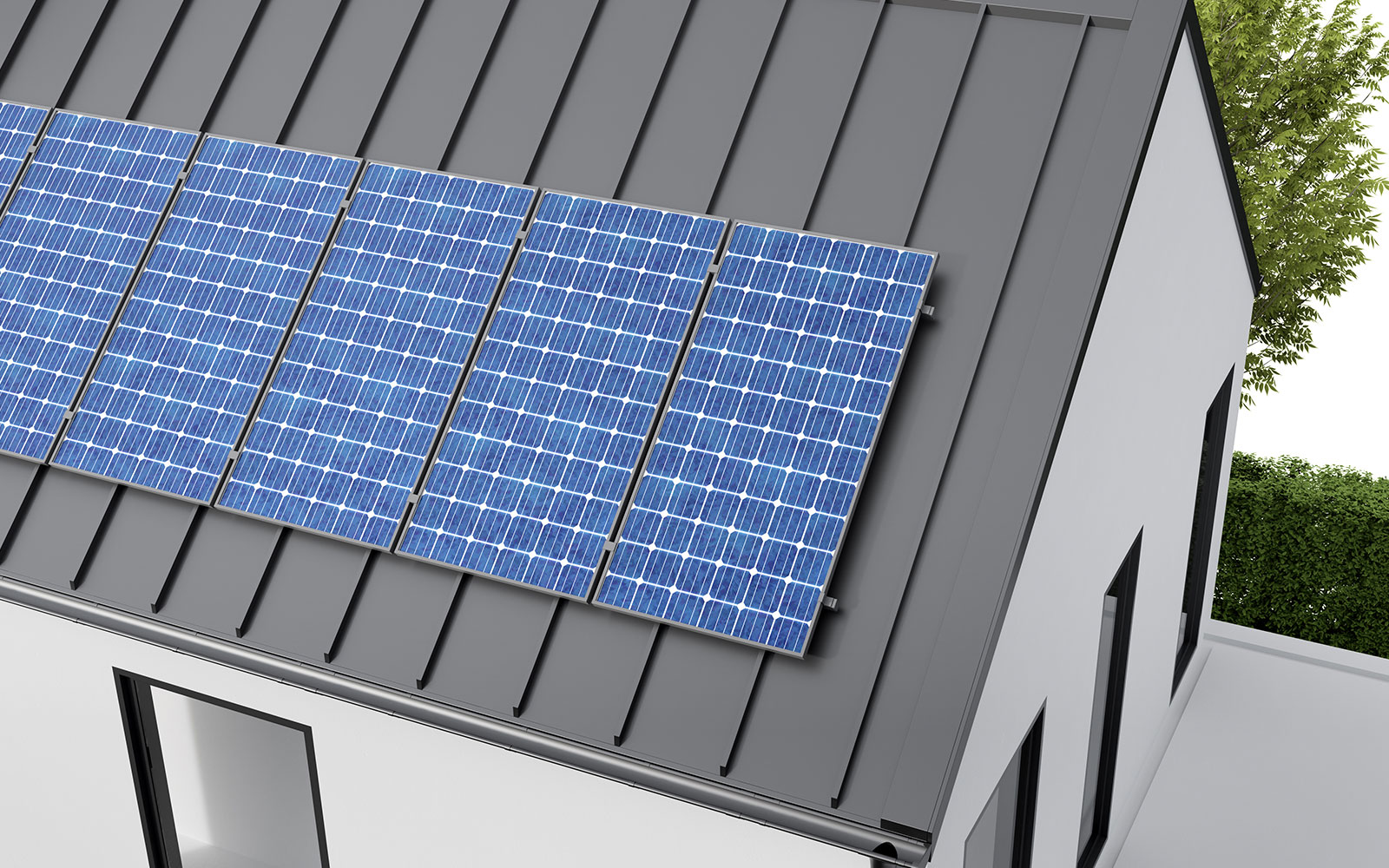 House with Solar Panels on Roof